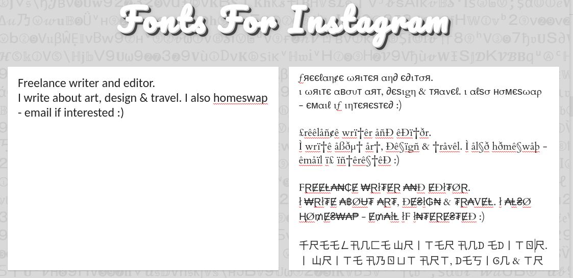 Schriftarten für die Instagram-Homepage