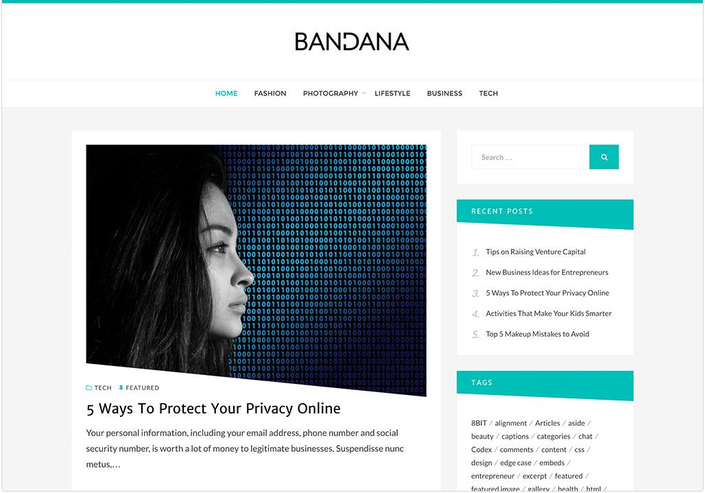 Thèmes WordPress gratuits: Bandana