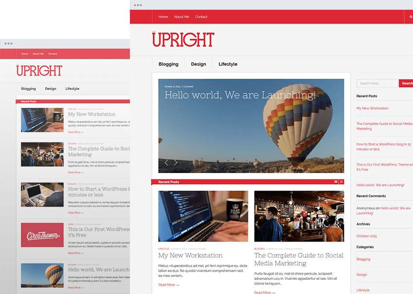 Thèmes WordPress gratuits: Upright