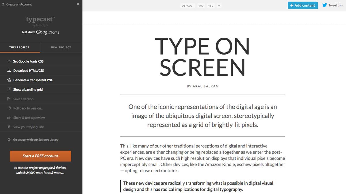 Cree sistemas de tipografía claros y legibles con Typecast