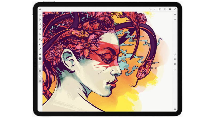 Aplicaciones de dibujo para iPad: pantalla de demostración de Adobe Fresco