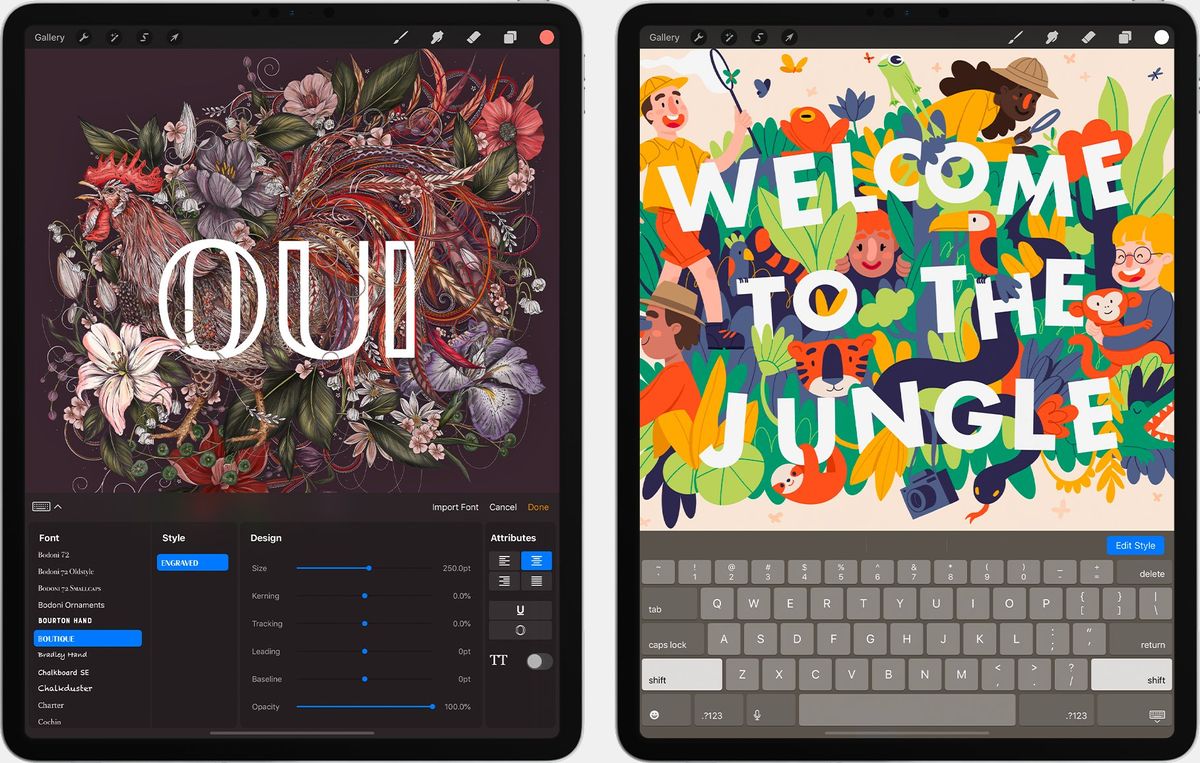 Applications de dessin pour iPad: Procreate. Typographie numérique disant